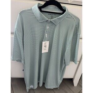 NEW Kenneth Cole Golf Men's 2XL Green Striped Polo Shirt Short Sleeve NWT